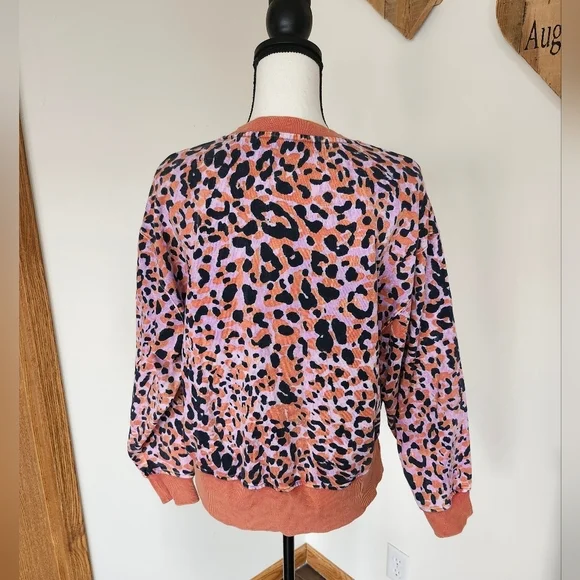 Joylab Leopard Print Crop Top Women's Sweater - Picture 3 of 5